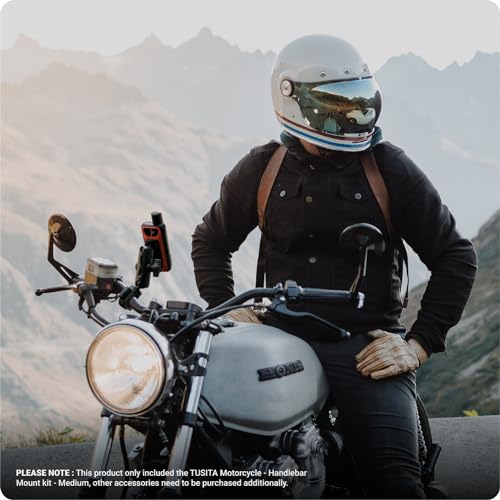 TUSITA Motorcycle Handlebar Mount - Small Base with Double Socket Arm Medium - 1" B Size - size: Medium Arm