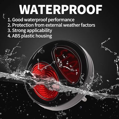 LED Motorcycle Tail Light Brake Turn Signal Black Lamp Housing Waterproof 12V Fit for Universal Red Light (1 Pcs)