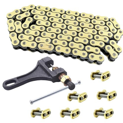 428 Motorcycle Chain 128 Links with Connecting Master Links and Chain Breaker Fit for CG125 YBR125 GS125 and More 100cc to 250cc Bikes Dirt Bike Go Kart - size: 128 Links