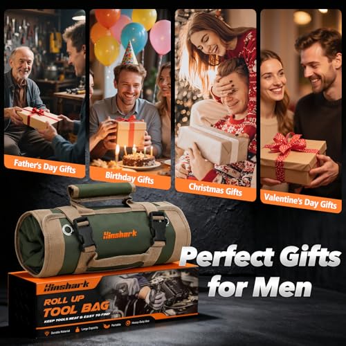 Fathers Day Gift for Husband Dad Men, Roll Up Tool Bag, Fathers Day Gift from Daughter Wife Son, Anniversary Birthday Gifts for Men Him, Portable Tool Organization for Mechanic Welding Electrician