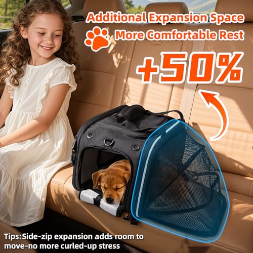 Motorcycle Dog Carrier, Expandable Airline Approved Pet Carrier with Stable Frame, Collapsible Soft-Sided Travel Puppy Shoulder Bag for Small Cats and Dogs Under 17 lbs - color: Fit for Cruiser Touring