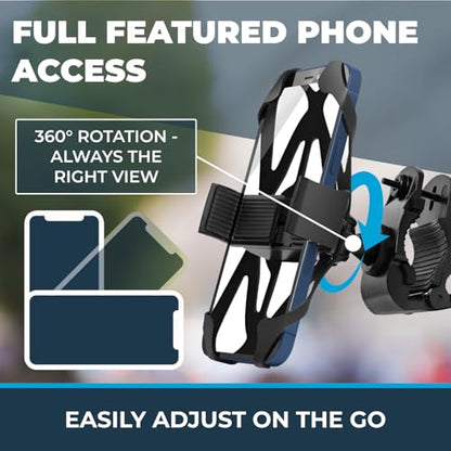 Roam Universal Black Net Bike Phone Mount Holder, 360° Rotation Hands Free Cell Navigation System for Motorcycle eBike Dirt Road Cruiser Scooter Jogging Stroller, Adjustable Up to 3.6" W x 7" L - color: Matte Black