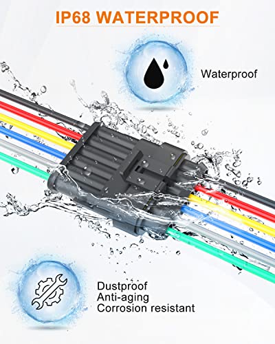 NAOEVO 6 Pin Connector Waterproof, 16 AWG 6 Wire Connectors, Automotive Electrical Male and Female Plug with Heat Shrink Tubing for Car Truck Boat Wire Connection, 6 Kits - size: 6 Pin