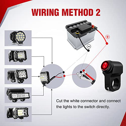 Nilight Motorcycle Handlebar Switch Plug and Play 12V ATV Light Push Button Waterproof ON Off Switches for UTV Driving Lights- Fits 7/8" Handlebars (22mm) - color: Motorcycle Handlebar Switch