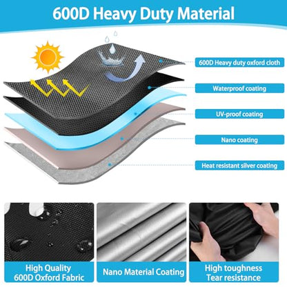 Large Motorcycle Cover Waterproof Outdoor,600D Heavy Duty Oxford Fabric,4 Reflective Strips,Lock Holes & License Plate Window(3XL 100" X 37" X 50") - size: 3XL(100"x37"x50")