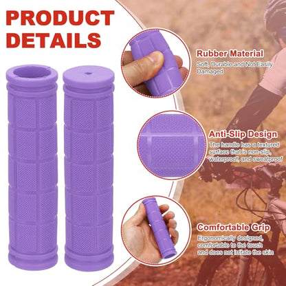2 Pair Soft Rubber Handlebar Grips, Bicycle Handlebar Grips Bike Handle Bar Wrap Non-Slip 4.5 Inch - Fitting for Mountain Bikes/Road Bicycles/Scooter - color: Purple