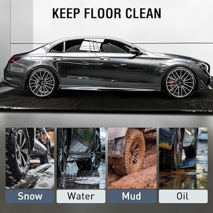 Huatean Home Garage Floor Mat, (8'6" x 16") Under Car Waterproof Containment Mats, Oil Mat for Garage Covering, Garages Floor Mats for Under Car, Keeps Dry and Clean - size: 7'10" x 16'5" (Rectangular)