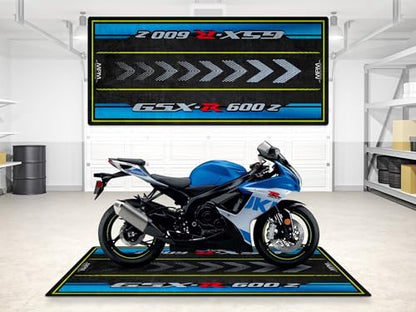 Garage Mat for GSX R600Z Motorcycle Model, Parking mat, Pit Mat, Washable Non-Slip Garage and Showroom Floor Carpet (Size 2: 102 x 47/260 x 120 cm) - size: Size 2: 102 x 47 "/ 260 x 120 cm