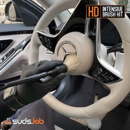 Suds Lab HD Intensive Brush Kit 3 Pack- Premium Boar’s Hair Brushes - Scratch Free Design - Fine Detailing Brushes For Personal And Professional Use