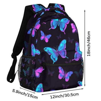 Backpack for Women Men, Butterfly Waterproof Backpack with Laptop Compartment, Lightweight Carry On Backpack for Travel, Work, Picnic - color: Butterfly