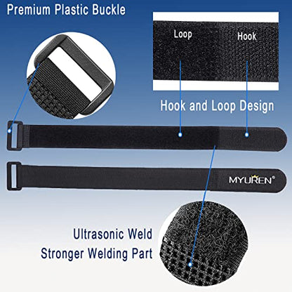 1"x 18"-12 Pack Reusable Fastening Cable Straps with Buckle Adjustable Hook and Loop Securing Strap Multi-Purpose Cinch Strap for Cord Management - size: 18"