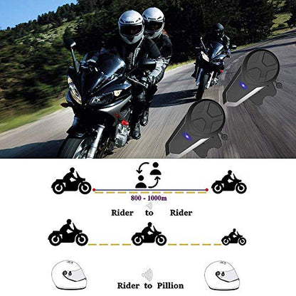 Motorcycle Bluetooth Headset, BT-S3 Bluetooth 5.0 1000M Helmet Intercom Headset up to 3 Riders for Ski/ATV/Dirt Bike/Racing/Climbing(Dual) - size: BT-S3 Dual Pack