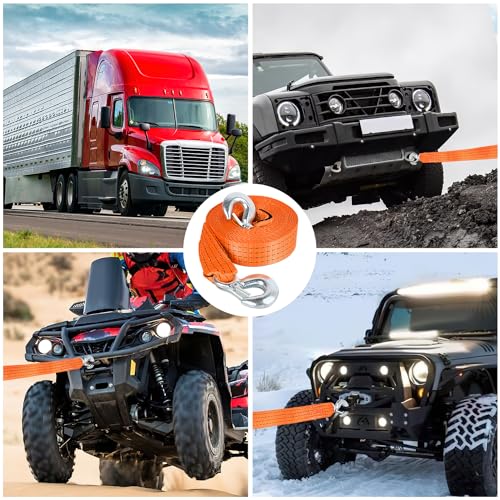 Nilight Tow Strap Heavy Duty with Safety Hooks 2”x20’ 10,000LBS Breaking Strength Towing Strap Rope for Trucks Vehicles Towing Accessories Cable Trailers, 2 Years Warranty - color: 2in x 20ft Strap w/Hooks