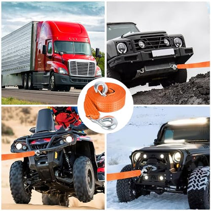 Nilight Tow Strap Heavy Duty with Safety Hooks 2”x20’ 10,000LBS Breaking Strength Towing Strap Rope for Trucks Vehicles Towing Accessories Cable Trailers, 2 Years Warranty - color: 2in x 20ft Strap w/Hooks