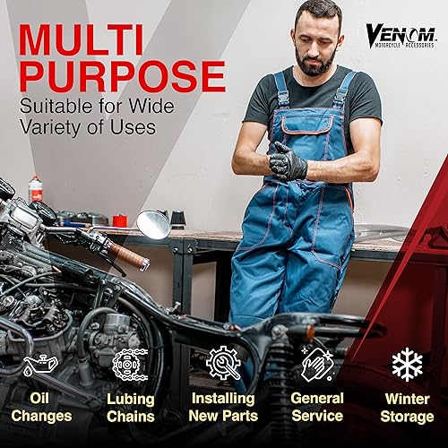 Venom Motorcycle Stand Lift, Front & Rear Combo, Universal Paddock Lift Stand, Front Wheel Fork Stand Rear Wheel Swingarm Spool Stand, Compatible With Most Yamaha Honda Kawasaki Suzuki BMW Motorcycles