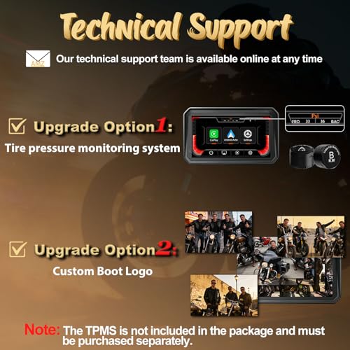 YZW 6" Wireless Motorcycle Carplay with Android Auto, Waterproof GPS Nevigation System Screen for Motorbike, Music Sharing,Vioce Control,Light Sensor, BT,Anti-Theft Design Quick-Release Magnetic Mount - size: 6Inch Screen+Mounting Bracket