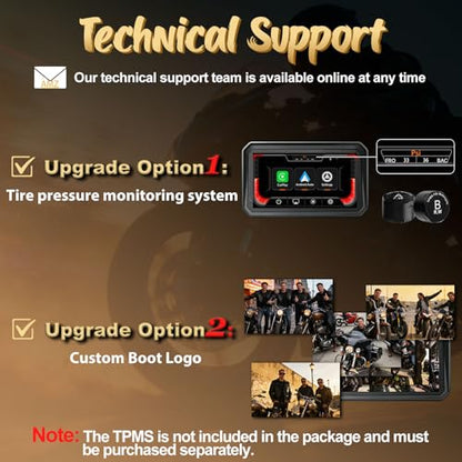 YZW 6" Wireless Motorcycle Carplay with Android Auto, Waterproof GPS Nevigation System Screen for Motorbike, Music Sharing,Vioce Control,Light Sensor, BT,Anti-Theft Design Quick-Release Magnetic Mount - size: 6Inch Screen+Mounting Bracket