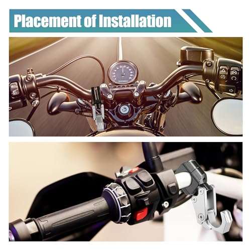 uxcell Motorcycle Handlebar Hook Aluminum Alloy Helmet Gloves Hanger Luggage Hanger for Honda ADV150 2023 W/Hexagonal Screws and Wrench Silver Tone