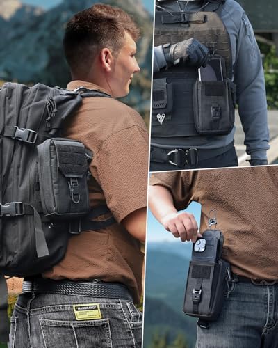 RXW MOLLE Accessories Phone Pouch Tactical Utility EDC Tool Holster Cellphone Holder for Vest & Duty Belt(Fits 4.5"-6.9" Gear) - color: Black