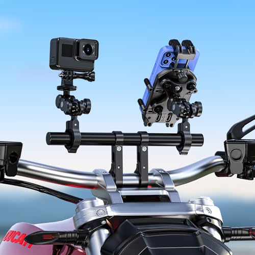 LOKTENWO 11.81" Long Dual Clamp Handlebar Extender, Aluminum Cross Bar Extension for Motorcycle Bike Bicycle Scooter, Fits 0.875/1.0/1.125/1.26" Handlebars for Phone Holder Light GPS Action Camera