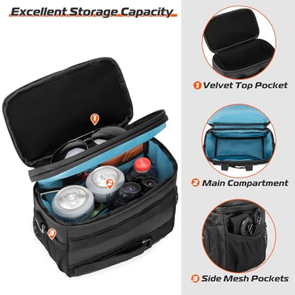 HODRANT Waterproof Motorcycle Handlebar Bag, Dirtbike Handlebar Bag for Cruiser Softail Dyna Sportsters, Bicycle Tool Storage Pouch with PVC Clear Window & USB Charge Hole, Bag Only