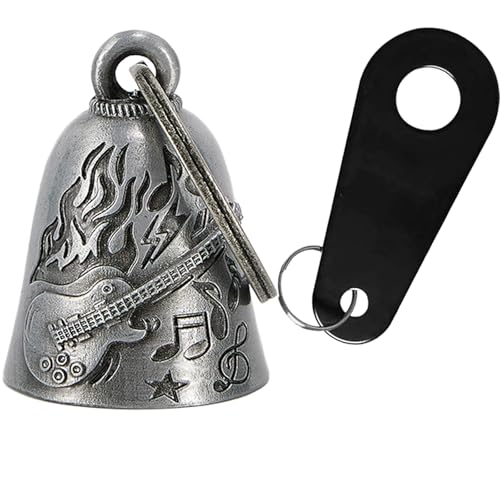 Dream Apparel Motorcycle Bell Guardian Angel Drive Away Gremlin, Biker Bell for Men Women Rider Riding, Good Luck Gift - style: Flame & Guitar
