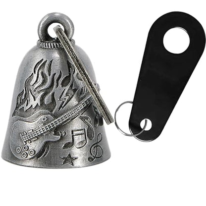 Dream Apparel Motorcycle Bell Guardian Angel Drive Away Gremlin, Biker Bell for Men Women Rider Riding, Good Luck Gift - style: Flame & Guitar