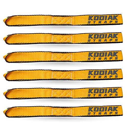 Soft Loop Tie Down Straps - 1.5 x 18 inches- 10,000 lb Load Capacity - Orange 6 Pack - Loops for Securing ATV, UTV, Motorcycles, Scooters, Dirt Bikes, Lawn & Garden Equipment by KODIAK STRAPS - color: orange, size: 1.5" x 18"