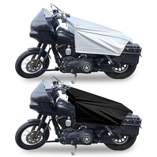 GARGOYLE BELLS Motorcycle Cover Seat Shade Cover Bike Covers Lightweight Half Covers Outdoor Sun Protection All Season Fits Various Motorcycle Models-2 Pack - color: Silver+Black, size: M