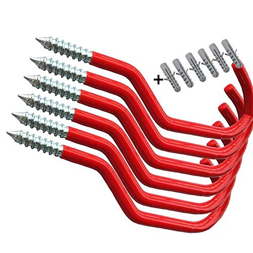 Heavy Duty Bike Hook for Garage Ceiling, 6 PCS Garage Storage System Hooks Loading Capacity 100 LBS, Large Screw Bike Hooks for Garage Wall and Garage Ceiling, Outdoor String Lights Plants hooks