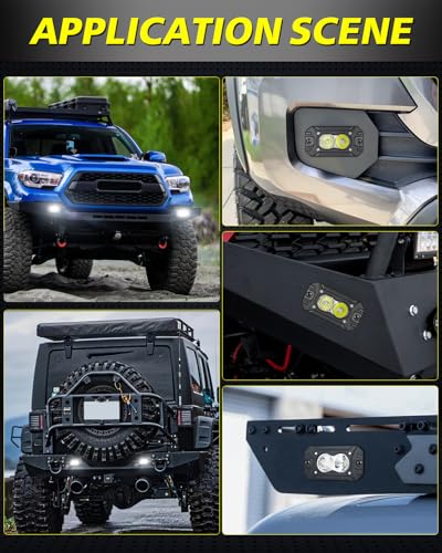 Flush Mount LED Pods, AKD Part CREE LED Flush Bumper Lights 40W Spot Flood Combo Offroad Driving Light Backup Reverse Lights Flush Mount LED Fog Light Pods for Trucks Pickup SUV UTV ATV - color: White Flush