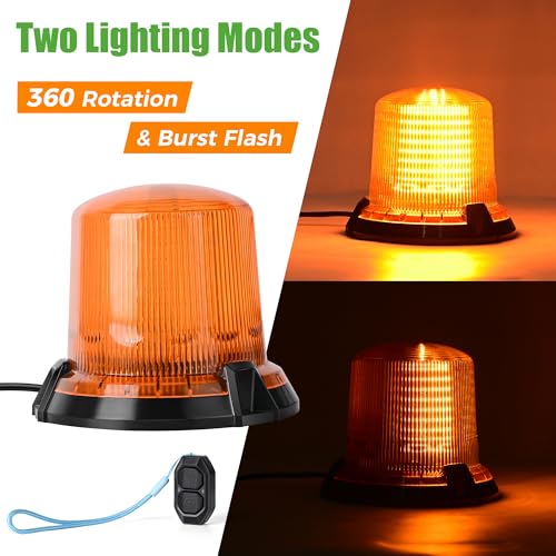 10L0L Golf Cart Flashing Safety Warning Light - 12-80V Wide Voltage Strobe Light with Remote Control, 360° Rotation, Magnetic Base, 3M Cable for Golf Cart School Bus Police Car Yacht
