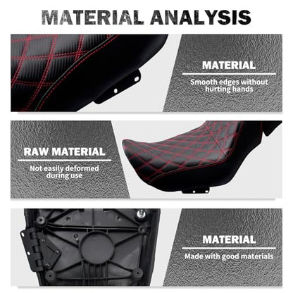 Motorcycle Driver Passenger Seat Two-up Seat Fit For Harley Nightster RH975 Nighster Special RH975S 2022-up (Red Stitching) - color: Red Stitching