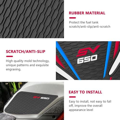 FOR SV650 SV650X Sv650 Sv650x 2026 2025 2024 2023 2022 2020-2016 Tank Grip Motorcycle Fuel Tank Pad Fuel Tank Fuel Tank Protector Protective Decal Sticker Fuel Tank Protector Fixed Non-slip Waterproof