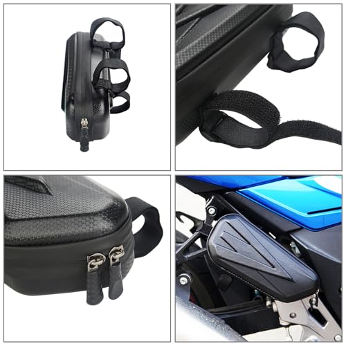 OUKENS Motorcycle Tail Bag, Universal EVA Hard Shell Triangle Waterproof Motorcycle Side Bag Bike Luggage Storage with Double Sealing Zippers, Black