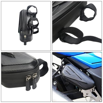 OUKENS Motorcycle Tail Bag, Universal EVA Hard Shell Triangle Waterproof Motorcycle Side Bag Bike Luggage Storage with Double Sealing Zippers, Black