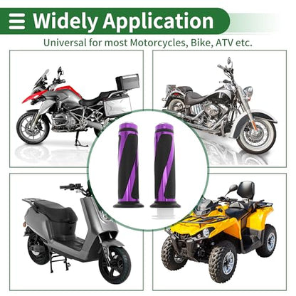 7/8" 22mm 15/16" 24mm Motorcycle Hand Grips Cover Kit Aluminum Alloy Rubber Handle Bar Throttle Grips for Motorcycle Scooter Bicycle ATV Purple 1 Set - color: Purple