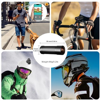 VSYSTO Bike Camera, WiFi Helmet Camera for Motorcycle Bike, Remote Control, 2K Waterproof WDR 170° Super Wide Angle Night Vision SONYIMX335 Lens Portable Bicycle Dash Cam, Loop Recording, G-Sensor - style: Single Camera