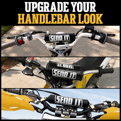 SEND IT Handlebar Pad with FREE GRIP DONUTS - Universal Fit for Dirt Bikes and ATVs Crossbar by ThrottlePak (BLACK, SQUARE) - color: Square