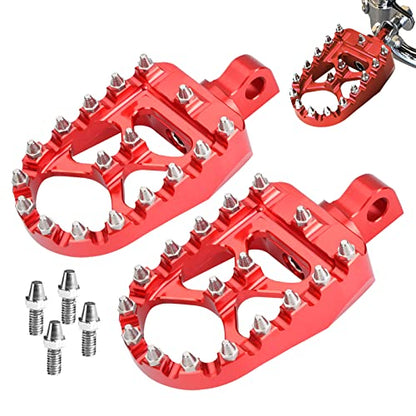 Goldfire Motorcycle Footpegs, 1 Pair Red CNC Wide Foot Pegs 360° Roating MX Chopper Bobber Style Fits for HD Dyna Sportster Fatboy Iron 883 (Red) - color: Red
