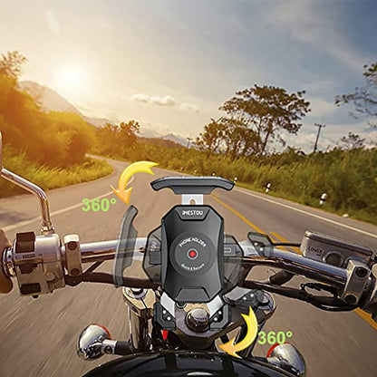 iMESTOU Anti-Theft Motorcycle Phone Mount Bike 1 Ball Phone Holder Handlebar Double Socket Arm Cellphone Holder with Aluminum 1" Ball Base 360 Rotation Universal for 4.0-7.0 Inch Smartphones - style: Double Socket Arm- No Charge Style