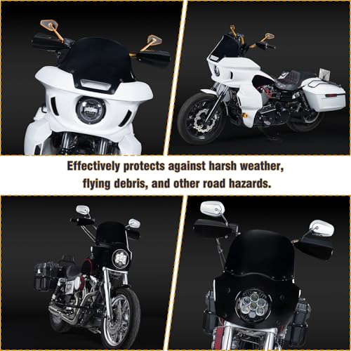 Club Style Handlebar Handguards PP Material Compatible with Harley Touring Road Glide Electra Glide Road King CVO/SE, Softail Street Bob FXBB 114 FXBBS Low Rider ST 117 FXLRST 2009+ 2026 - color: Black PP