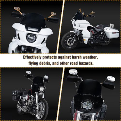 Club Style Handlebar Handguards PP Material Compatible with Harley Touring Road Glide Electra Glide Road King CVO/SE, Softail Street Bob FXBB 114 FXBBS Low Rider ST 117 FXLRST 2009+ 2026 - color: Black PP