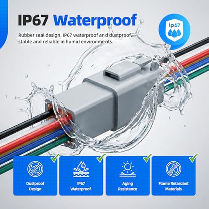 6 Pin Deutsch Connector, Hoodutric 16AWG Gray Male Female Wiring Harness DT Pigtail 6 Wire Waterproof Connector with Heat Shrink Tubing Electrical Tape for Car Truck Motorcycle Boat - 2 Kit - style: 6Pin Gray 2 Set