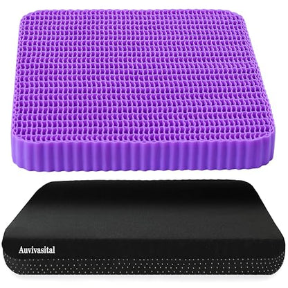 Innovative Gel Seat Cushion for Long Sitting, Large Cooling Supportive Seat Cushion for Back, Sciatica, Tailbone Pain Relief, Used for The Office, Wheelchair, Recliner, Car, Stadium, Kayak.(Púrpura)