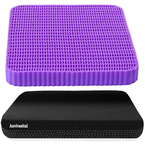 Innovative Gel Seat Cushion for Long Sitting, Large Cooling Supportive Seat Cushion for Back, Sciatica, Tailbone Pain Relief, Used for The Office, Wheelchair, Recliner, Car, Stadium, Kayak.(Púrpura)