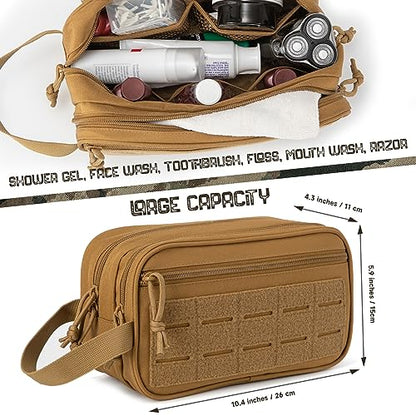 QT&QY Tactical Toiletry Bag For Men Hygiene Bag EDC Military Tool Molle Pouches Small Dopp Kit Mens Shaving Kit Travel shower Bags - color: 1 US Khaki