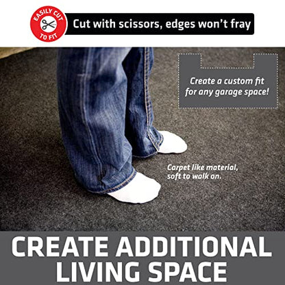 Drymate Garage Floor Mat, (17' x 7'4"), Protects Surfaces, Transforms Garage, Absorbent, Waterproof, Durable (USA Made) (Charcoal) (Includes Double Sided Tape) - size: 7'4" x 17' (Rectangular)
