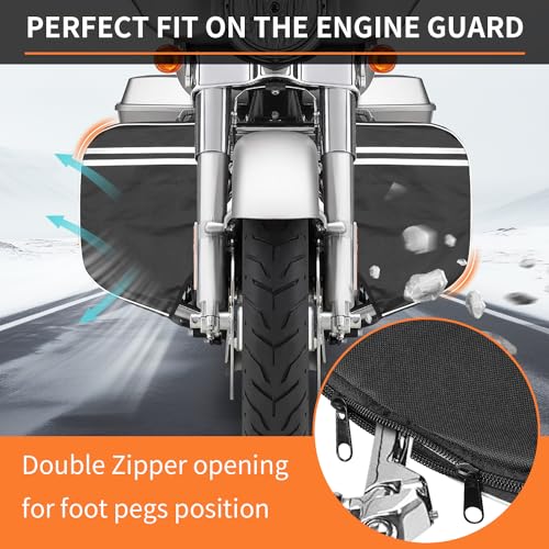 AUFER Highway Crash Bar Cover Soft Lowers Chaps Leg Warmer bag With Tactical Military Water Bottle Pouch Compatible With For Harley Touring Street Glide Road King Road Glide Electra Glide 1980-2024 - size: Engine Guard Cover + Water Cup Bag