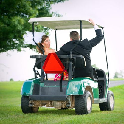 Nicunom 2 Pack Slow Moving Vehicle Sign, Aluminum Slow Moving Vehicle Triangle Signs, 14"x16" 60-mil SMV Safety Sign, Engineering Grade Reflective Up to 7 Years Outdoor for Golf Cart, Tractor, UTV